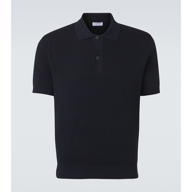Sunspel Ribbed-knit cotton polo shirt