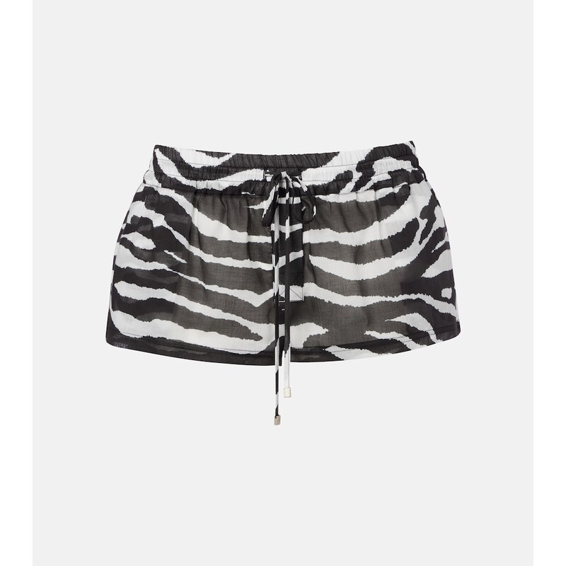 The Attico Zebra-print cotton muslin shorts