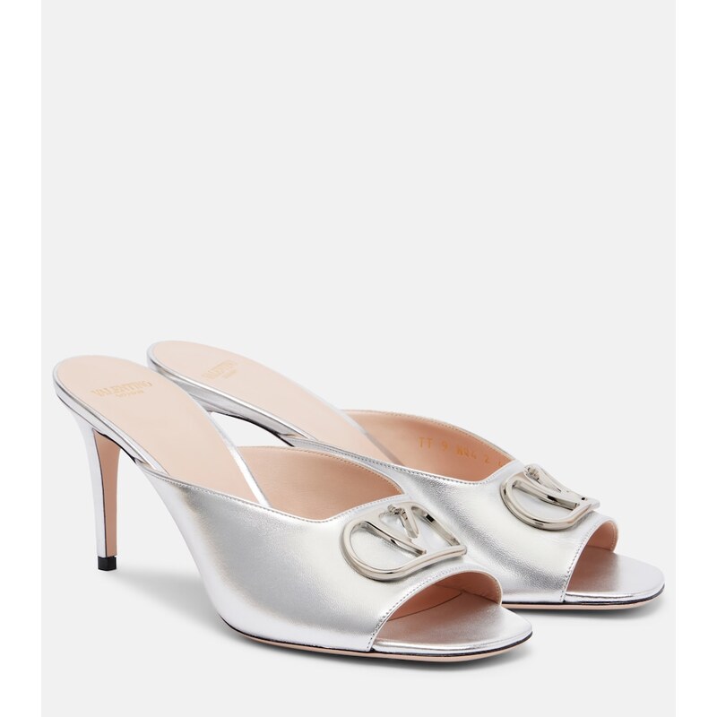 Valentino Garavani VLogo metallic leather mules