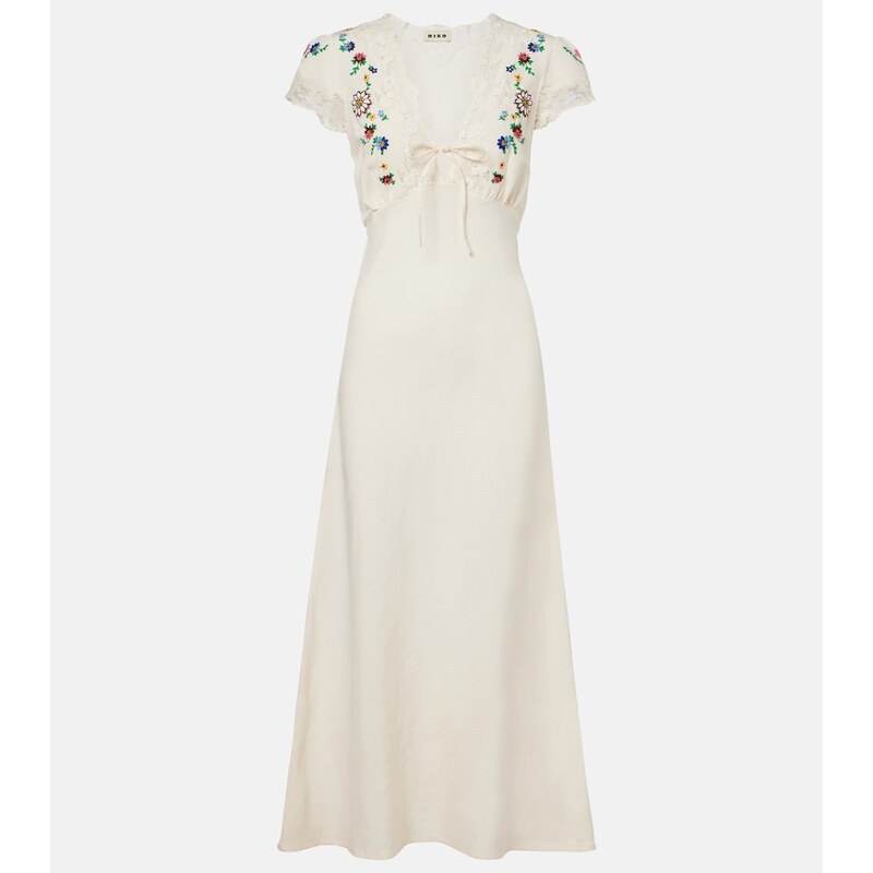Rixo Amari embroidered linen-blend midi dress