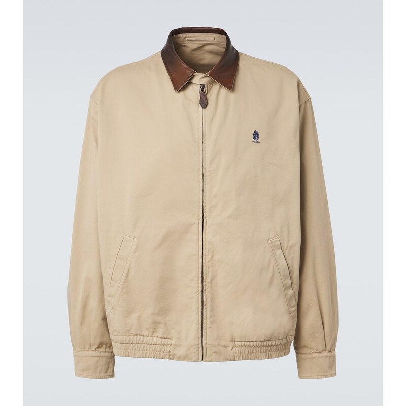 Prada Leather-trimmed cotton blouson jacket