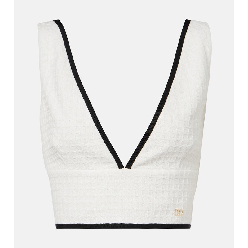 Valentino Cotton tweed crop top