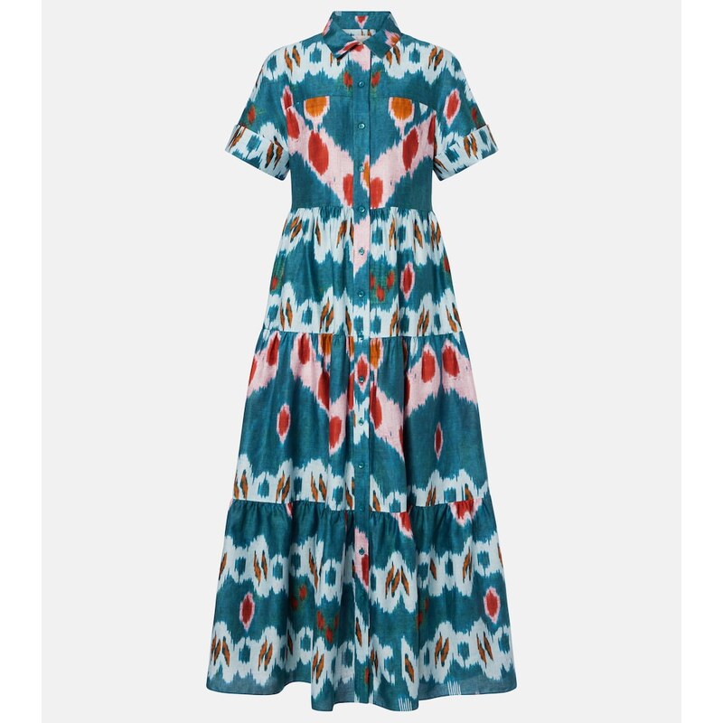Erdem Printed tiered cotton shirt dress