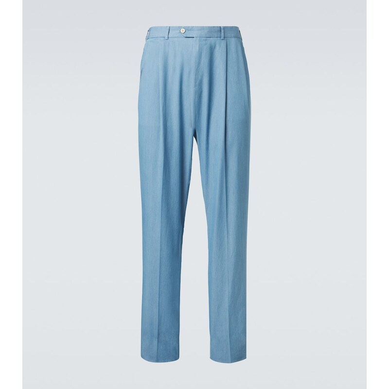 Dunhill Pleated straight cotton suit pants