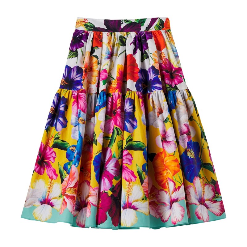 Dolce&Gabbana Kids Floral pleated tiered cotton skirt