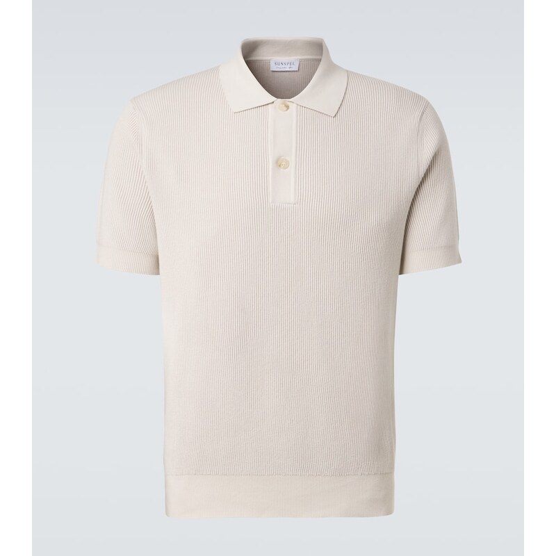 Sunspel Ribbed-knit cotton polo shirt