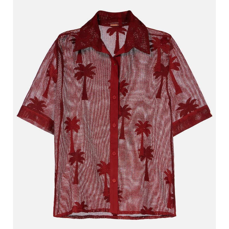 Johanna Ortiz Embroidered cotton-blend mesh shirt