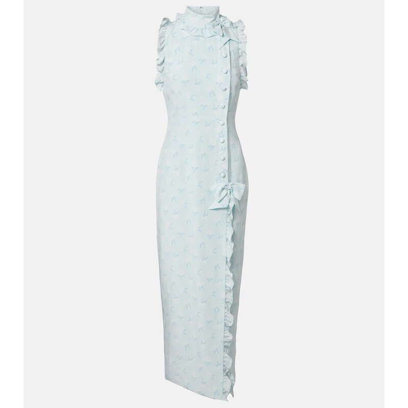 Alessandra Rich Ruffled bow-detail silk maxi dress