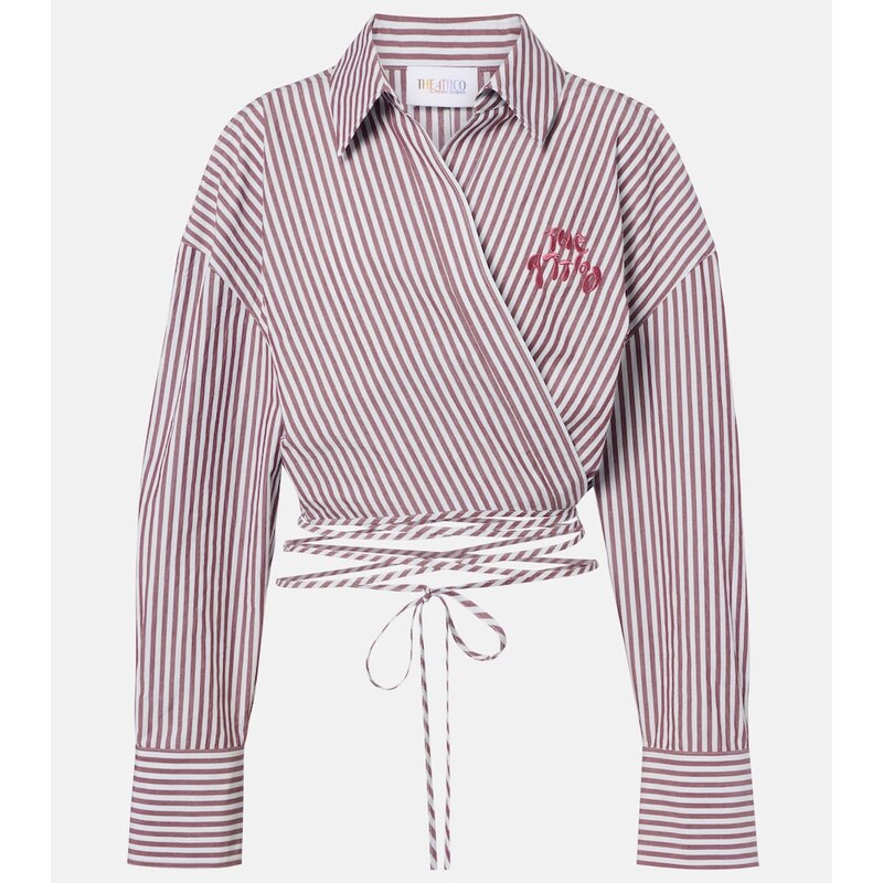 The Attico Striped cotton wrap top