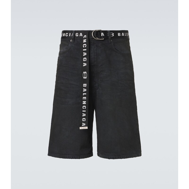 Balenciaga Unity belted denim Bermuda shorts