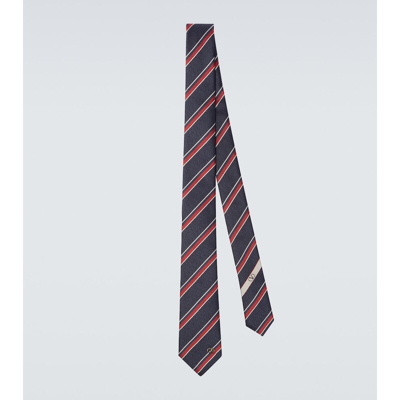 Valentino Garavani VLogo striped silk twill jacquard tie