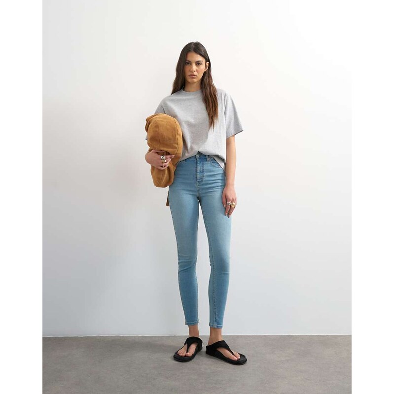 Topshop Jamie high rise jeans in bleach-Blue