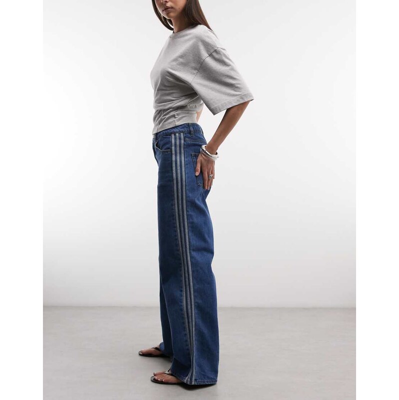 adidas Originals Firebird denim track pants in vintage blue