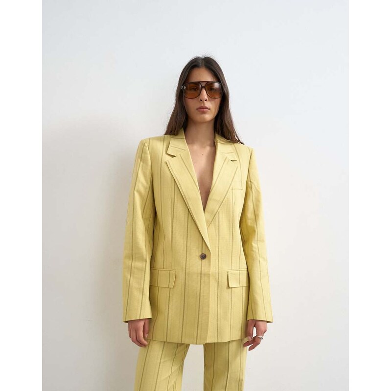 Topshop co ord occasion stripe blazer in yellow 115388586