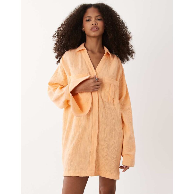ASOS DESIGN double cloth mini shirt dress with wide cuffs and