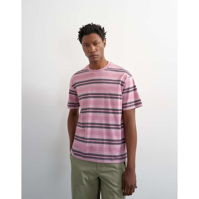 Topman relaxed fit striped t-shirt in pink