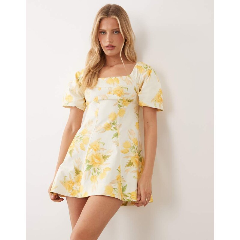 ASOS DESIGN square neck structured cotton mini dress with back