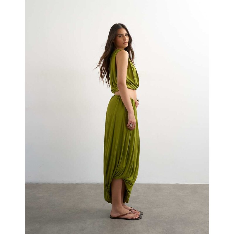 Topshop bubble drape skirt in green-No colour