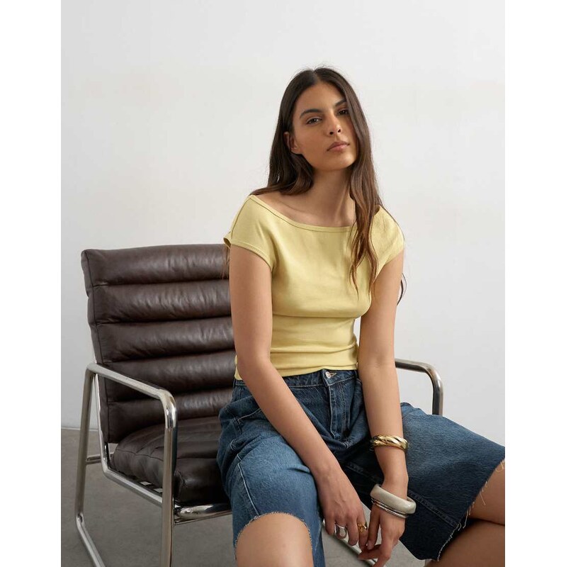 Topshop 90s boat neck vest in soft lime-No colour 115522815