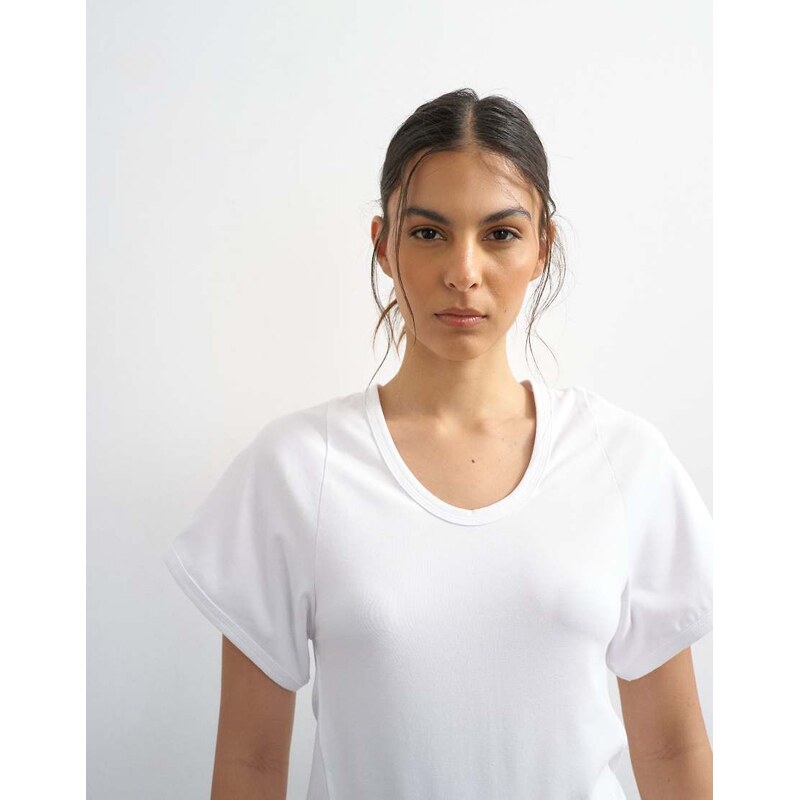 Topshop scoop neck sculpted t-shirt in white