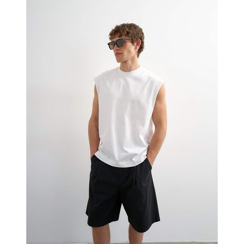 Topman relaxed fit sleeveless t-shirt in white