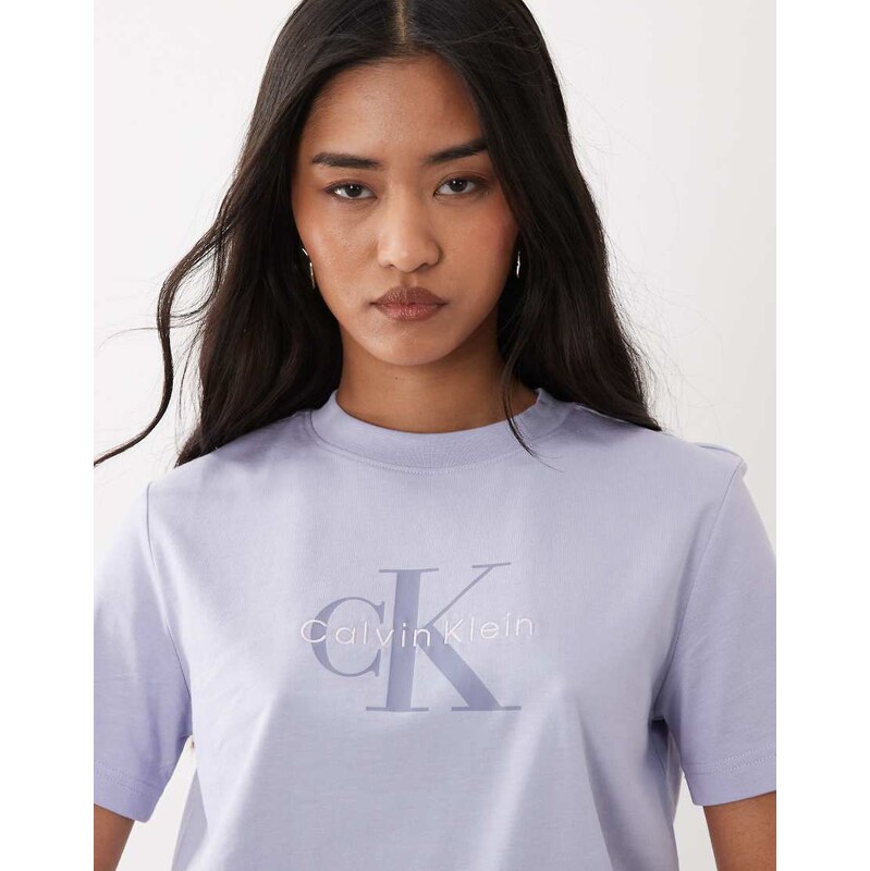 Calvin Klein Jeans Monologo boxy fit t-shirt in light purple