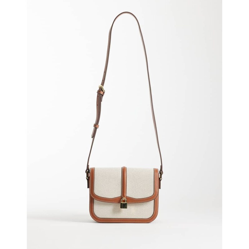 Mango cross body bag with buckle in cream-Neutral 115388757