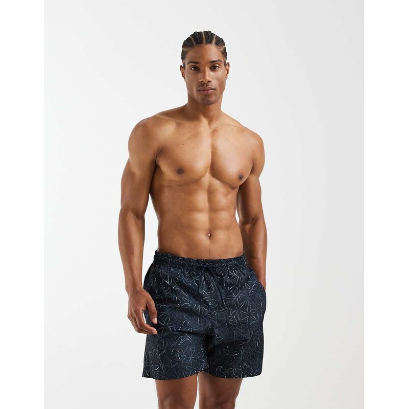 Mango floral print siwm shorts in navy