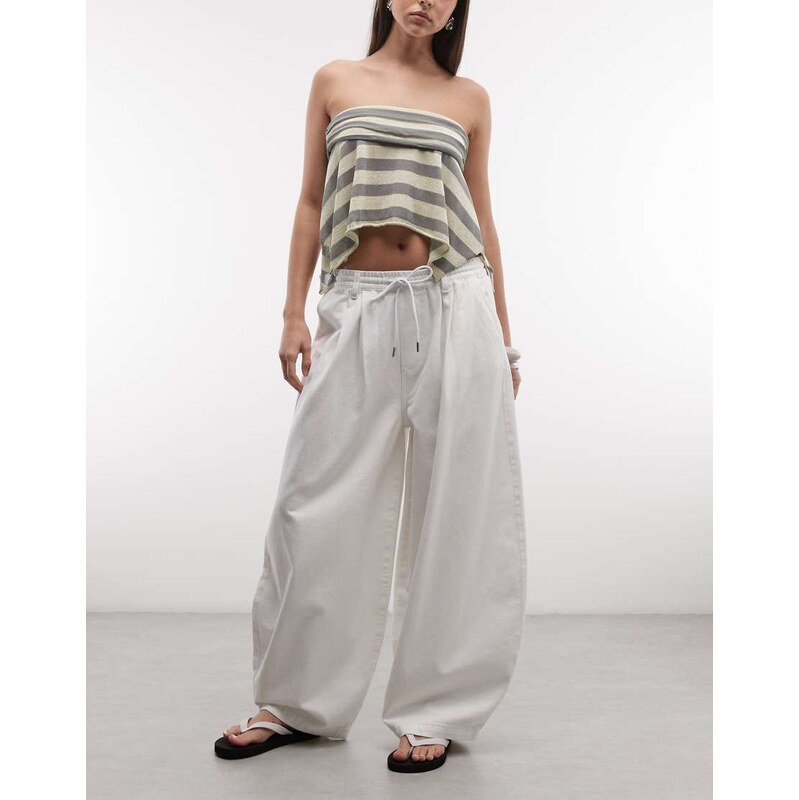 Collusion denim pull on balloon jean in white