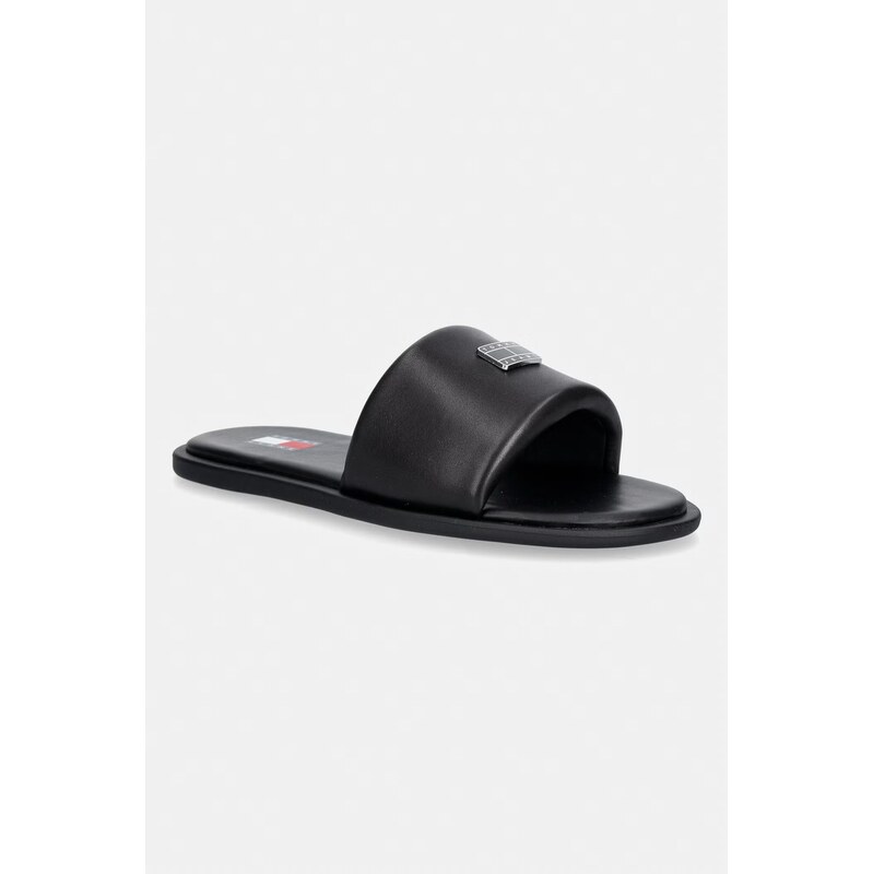 Tommy Jeans pantofle na plochém podpatku dámské kožené TJW SOFT PADDED CASUAL SLIDE