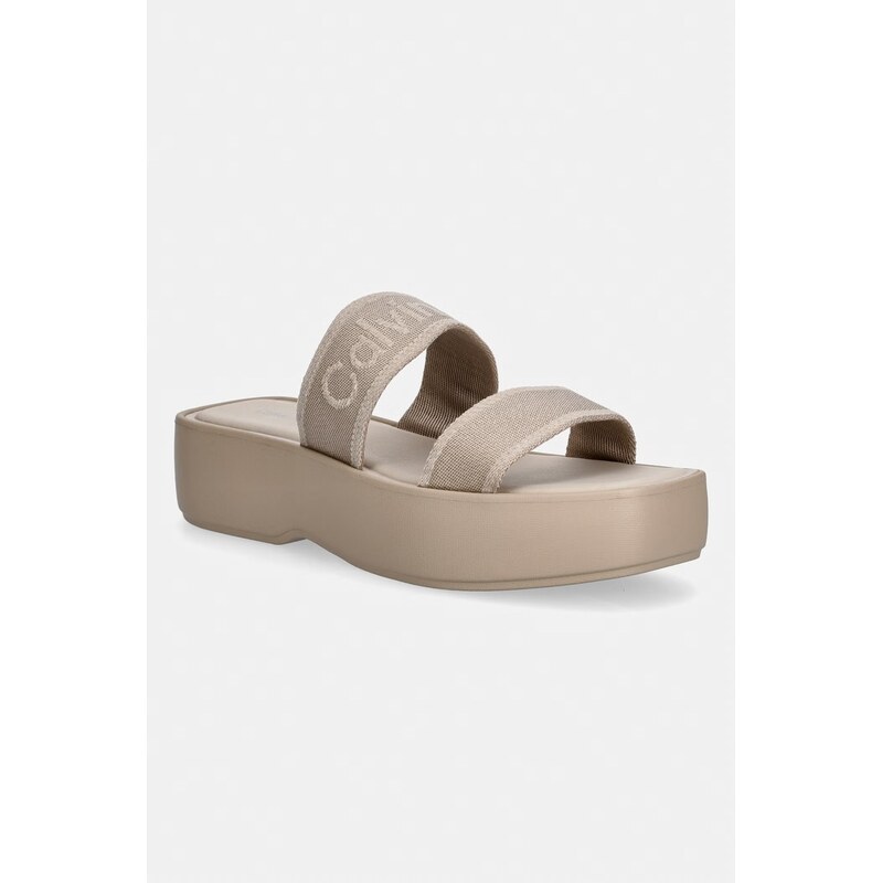 Calvin Klein pantofle dámské FLATFORM SNDL WEBBING