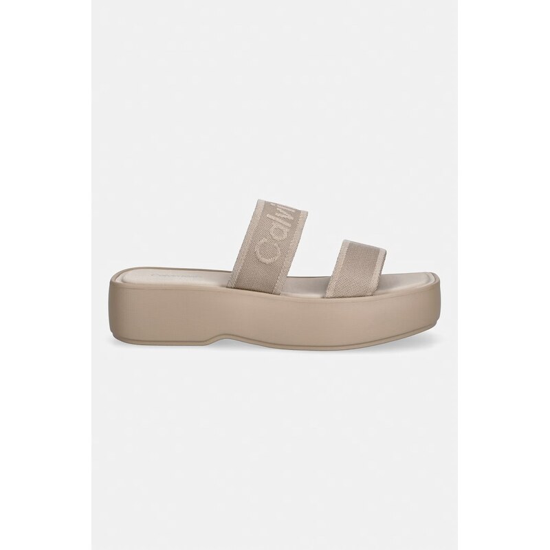 Calvin Klein pantofle dámské FLATFORM SNDL WEBBING