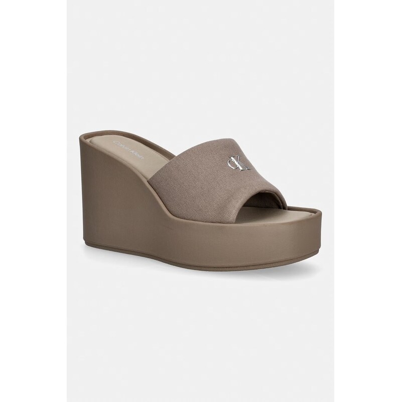 Calvin Klein pantofle na klínku dámské WEDGE 70 SNDL CANV MG