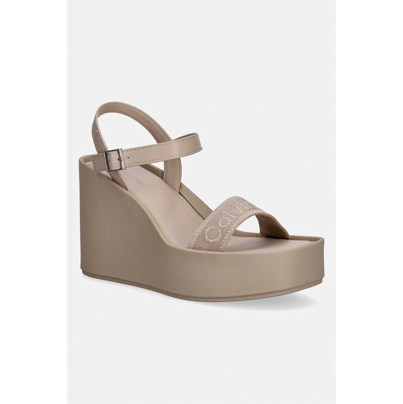 Calvin Klein sandály na klínk WEDGE 70 SNDL WEBBING LTH
