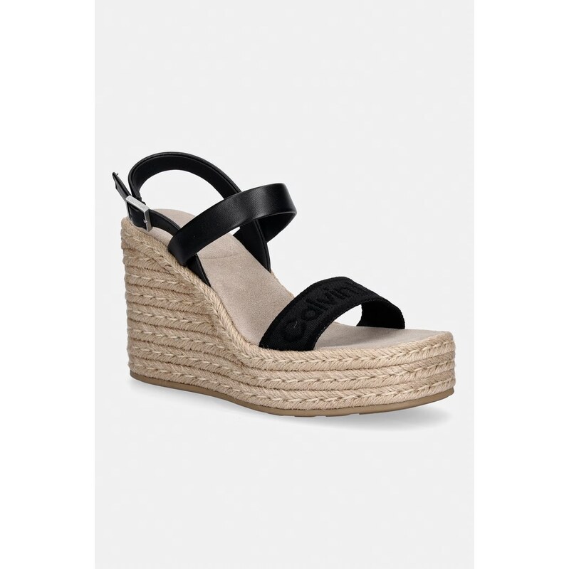 Calvin Klein sandály na klínku WEDGE ESPAD 70 WEBBING LTH