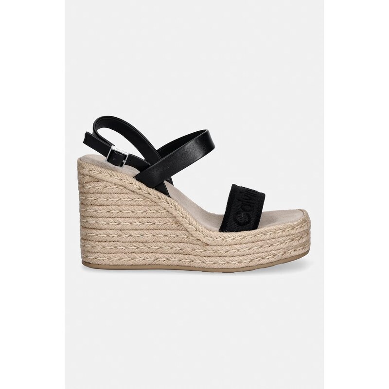Calvin Klein sandály na klínku WEDGE ESPAD 70 WEBBING LTH