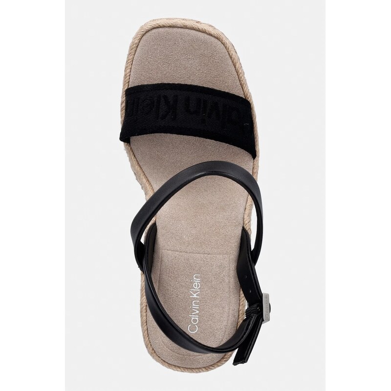 Calvin Klein sandály na klínku WEDGE ESPAD 70 WEBBING LTH
