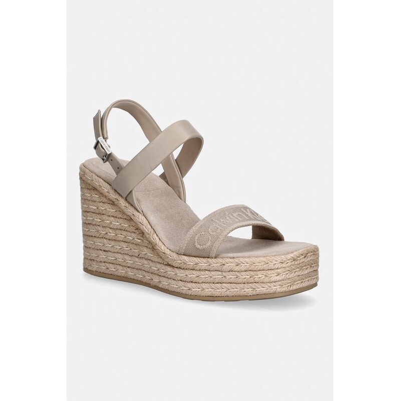 Calvin Klein sandály na klínku WEDGE ESPAD 70 WEBBING LTH 115389476
