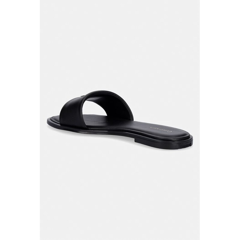 Calvin Klein pantofle dámské kožené ROUND FLAT SNDL LTH BAR HW 2