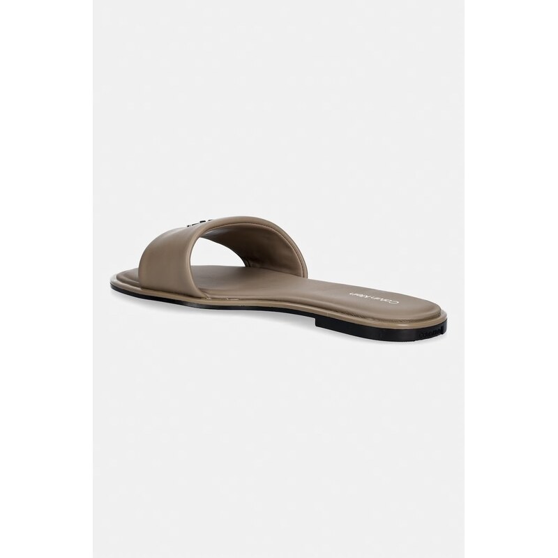 Calvin Klein pantofle dámské kožené ROUND FLAT SNDL LTH BAR HW 2