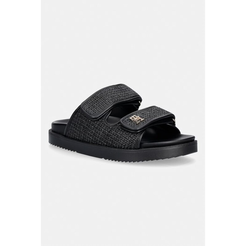 Tommy Hilfiger pantofle dámské DOUBLE STRAP RAFFIA SANDAL