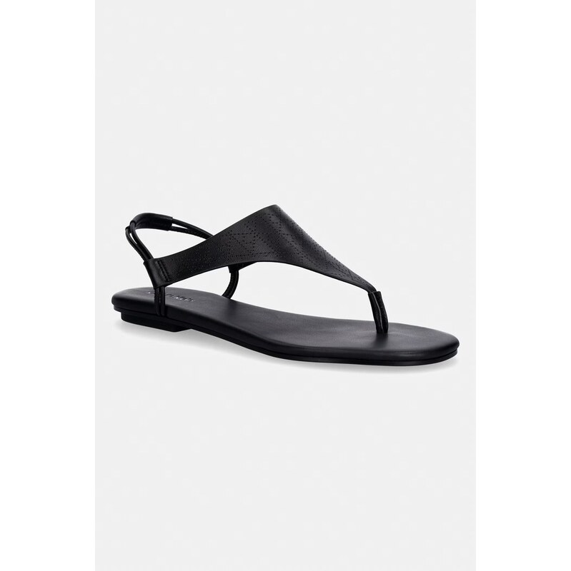 Calvin Klein sandály dámské kožené ORG FLAT SNDL THONG LTH AOP