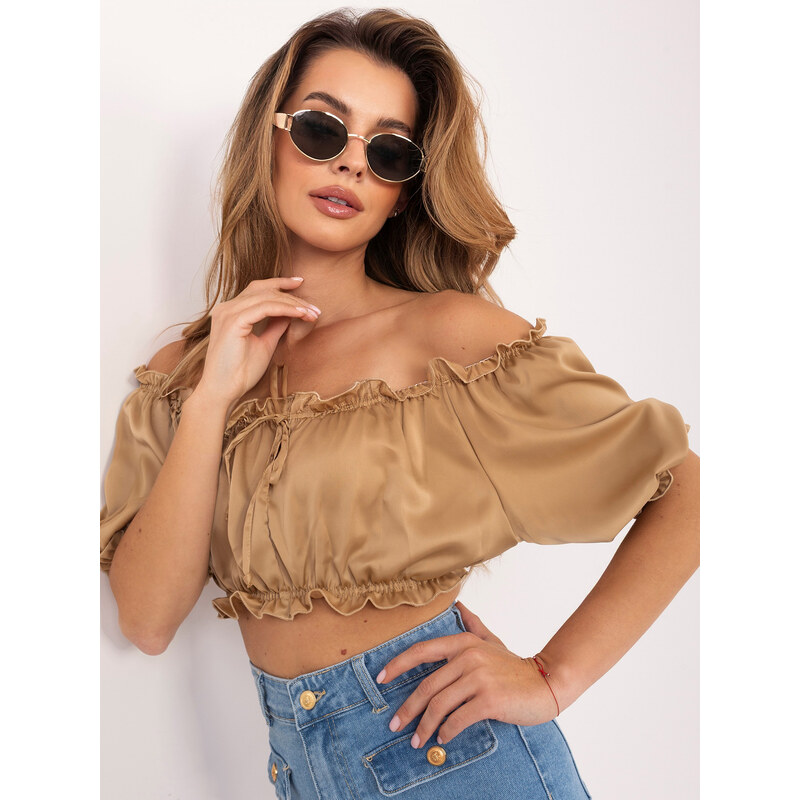 BASIC Světle hnědá dámská španělská halenka LK-BZ-509746.61