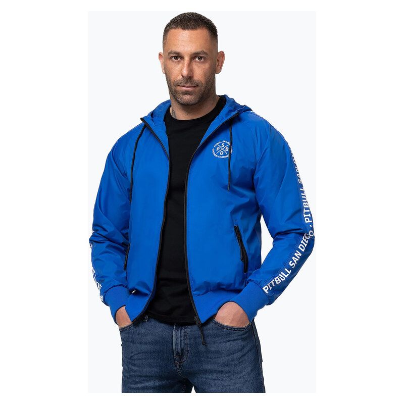 Pánská bunda Pitbull Athletic Tape Nylon Hooded electric blue