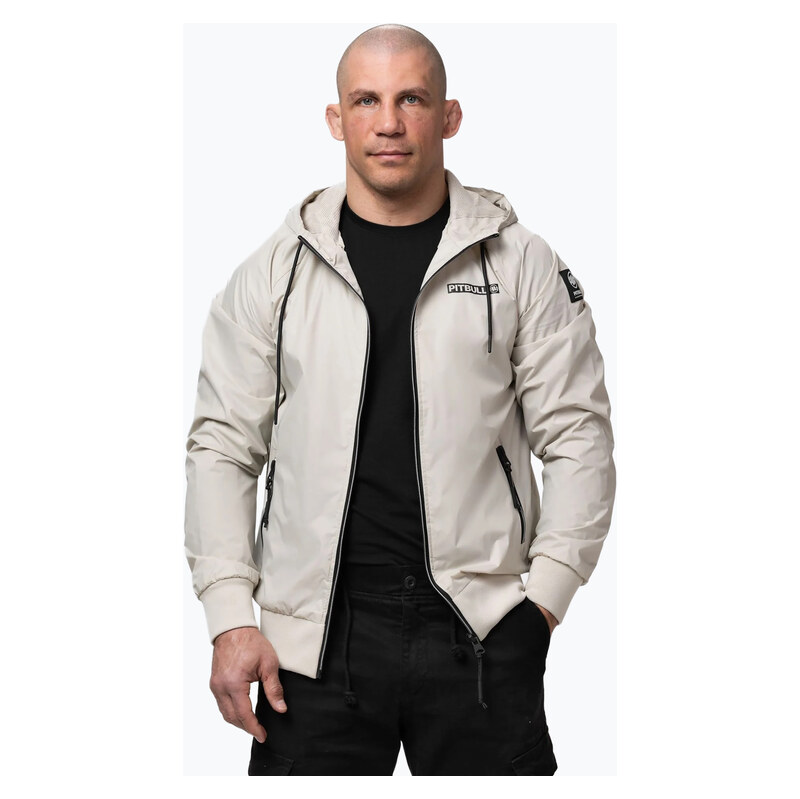 Pánská bunda Pitbull Athletic Logo Nylon Hooded light sand