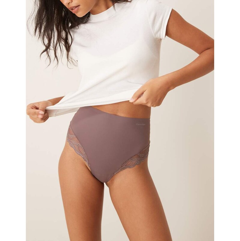Calvin Klein Shapewear Sensual Stretch Lace thong in brown 115409120