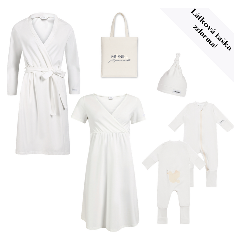 Moniel souprava do porodnice pro maminku a miminko Newborn White bílá 115392808