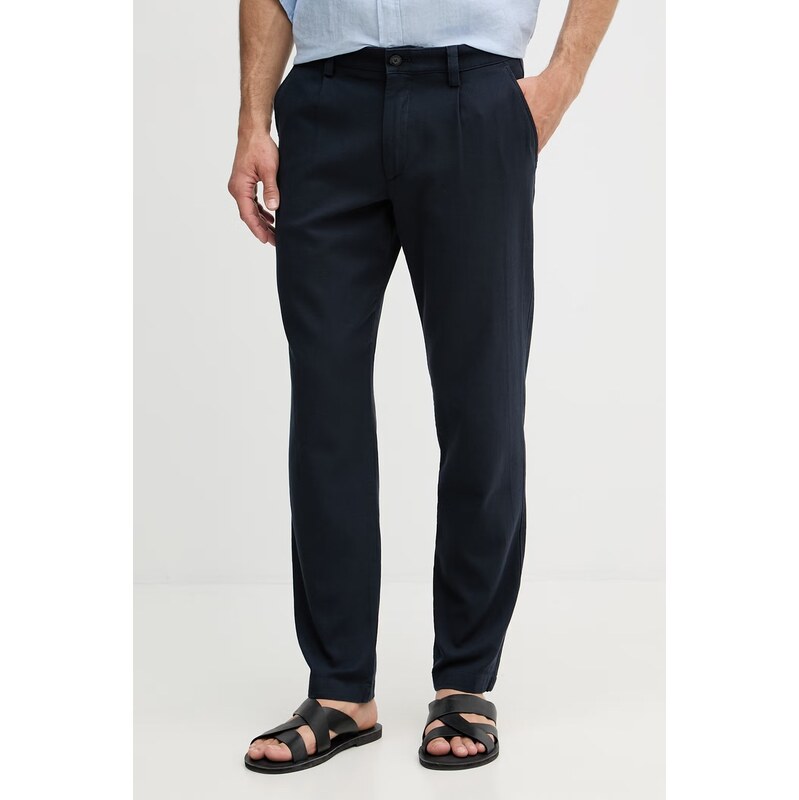 BOSS Orange chino kalhoty pánské bavlněné s elastanem Pleated