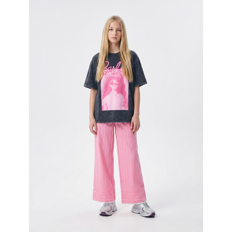 Sinsay - Tričko oversized s potiskem Barbie - černá
