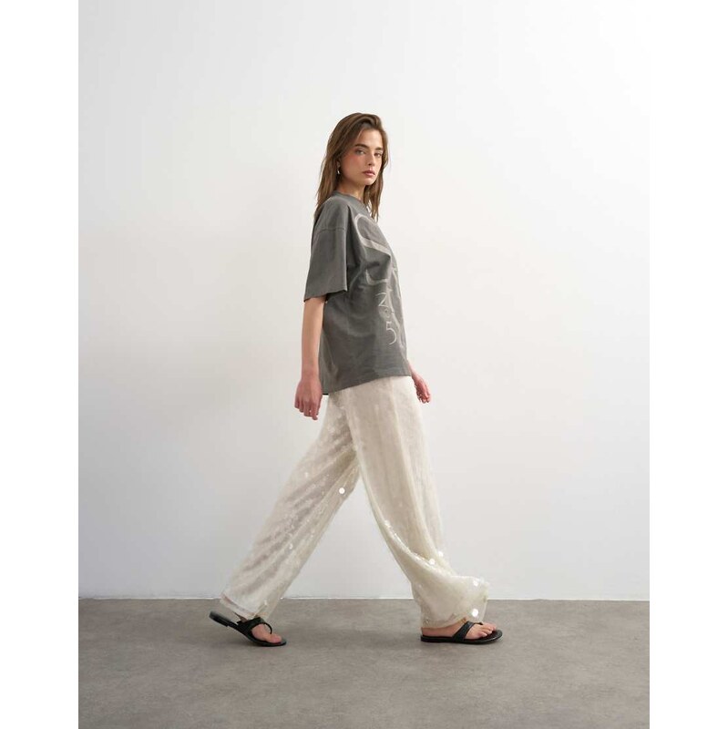 Topshop sequin tailored trouser in white 115541514